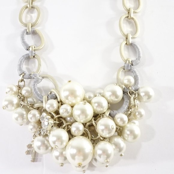 Lee Angel Neiman Marcus Gold Crystal Desiree Pearl Statement Necklace NWT 450 - Picture 1 of 7
